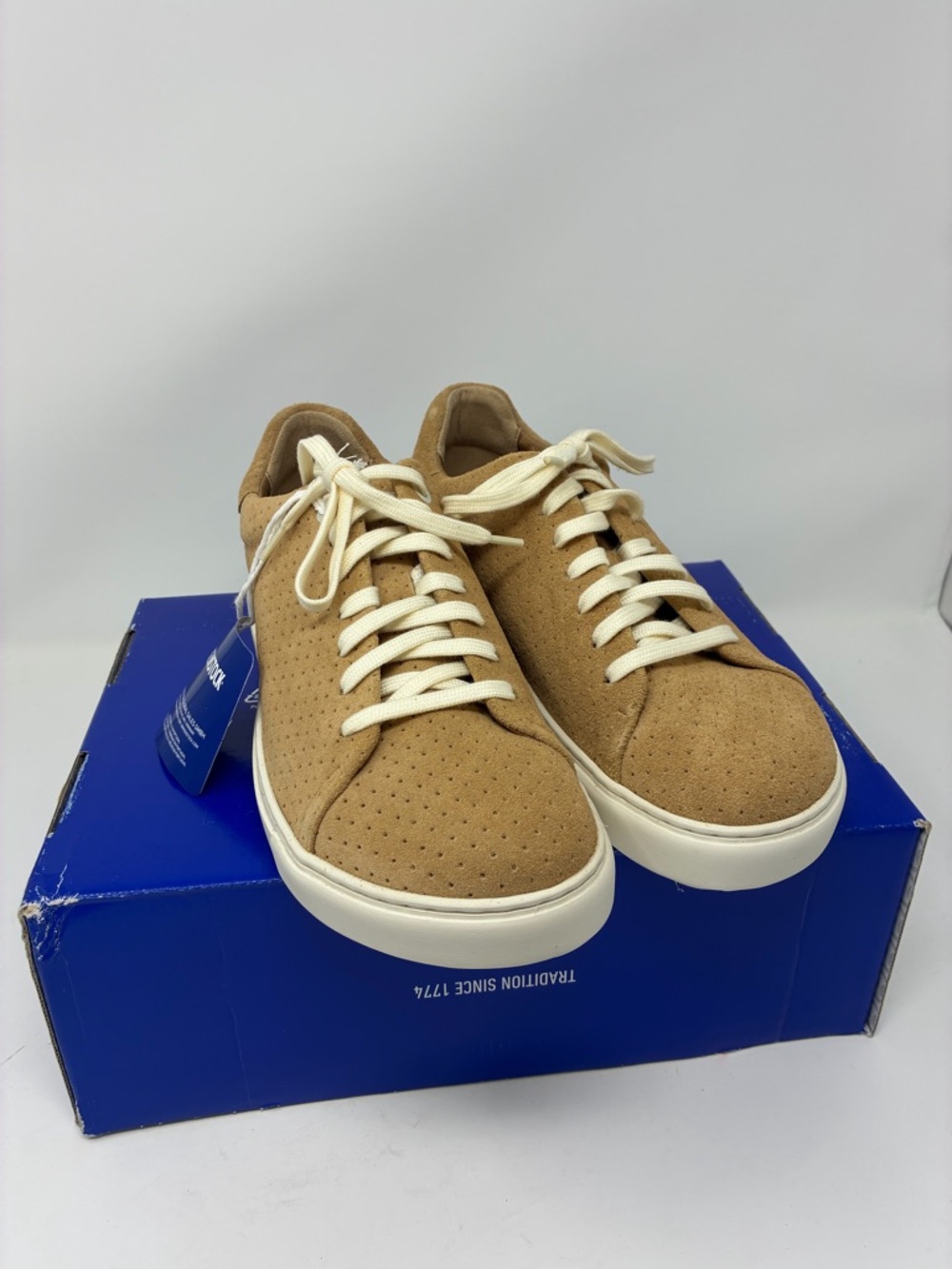 NWT Birkenstock Casual Genuine Suede Bend Low Sneakers - Tan Perforated sz 40N